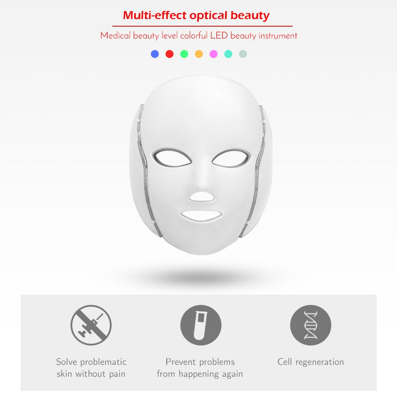 Led Facial Light Mask with Neck Tighten Anti Acne Wrinkle - Sabreeonline