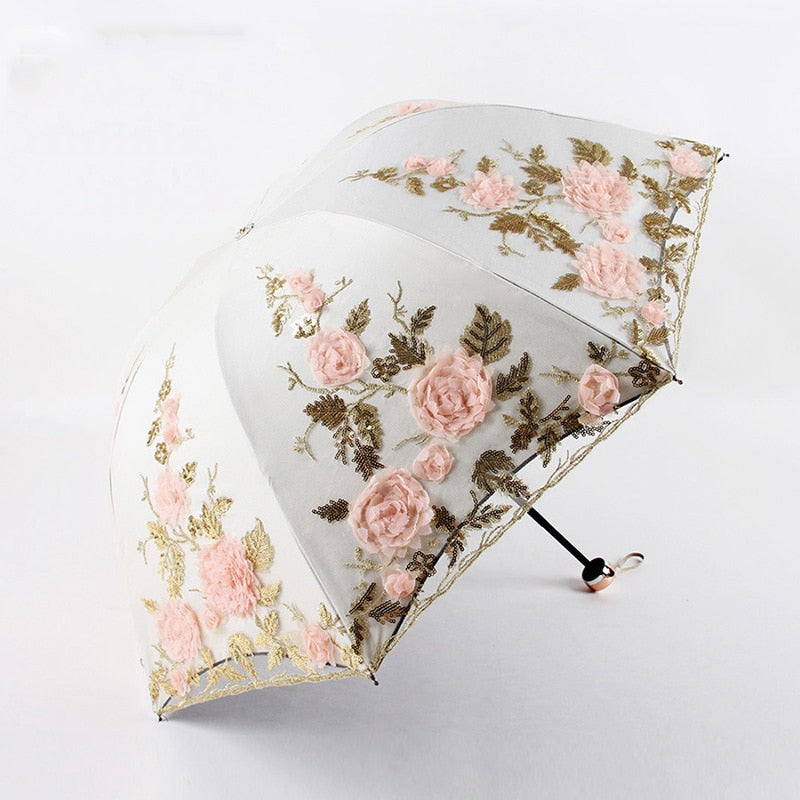 Flower Double Laye Coating Anti UV Umbrella - Sabreeonline