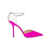 High Heels 2022 New Summer Rhinestone Chain Pointed Black Sexy Thin Heel Baotou Sandals