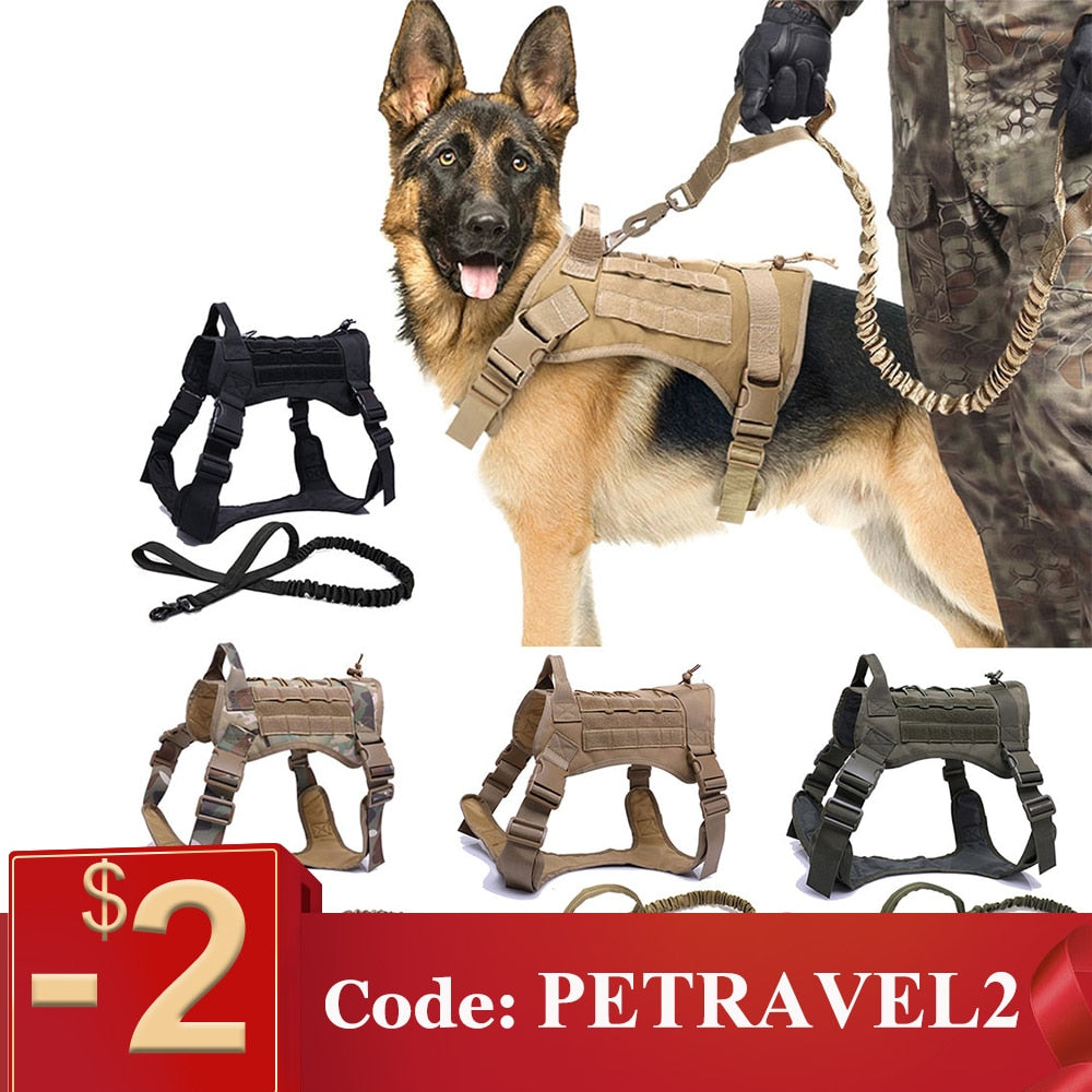 Tactical Dog Harnesses Pet Training Vest Dog Harness And Leash Set For Small Medium Big Dogs Walking Hunting Free Shipping Items - Sabreeonline