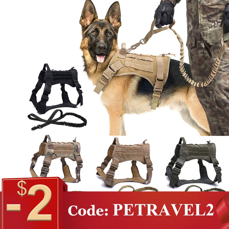 Tactical Dog Harnesses Pet Training Vest Dog Harness And Leash Set For Small Medium Big Dogs Walking Hunting Free Shipping Items - Sabreeonline