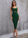 Green Mesh Midi Bandage Dress - Sabreeonline