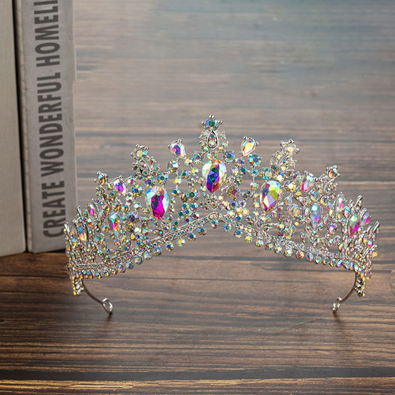 Baroque Crystal Water Drop Bridal Jewelry Sets Rhinestone Tiaras Crown Necklace Earrings for Bride Wedding Dubai Jewelry Set - Sabreeonline