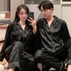 Pajamas Sets High-quality Light Luxury Silk Women's Pajama Spring Autumn Long-sleeve Cardigan Set Fashion Ice Silk Home Clothing - Sabreeonline