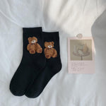 Creative New Brown Bear Socks Female Middle Tube Socks Japanese Cute Small Fresh Wild Student Socks Autumn and Winter Socks - Sabreeonline