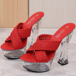 Transparent New Fashion Car Model slippers High Heel Waterproof Trolley Model Slippers large size