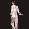 pijamas women Female pantsuit women Ice Silk Suit Long Sleeve silk pajamas Thin Bud Silk Sleeping Home Suit sleepwear - Sabreeonline