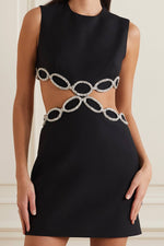 Sexy Backless Cut-Out Diamond Mini Dress