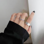 LATS 7pcs Fashion Jewelry Rings Set Round Opening Finger Ring for Girl - Sabreeonline