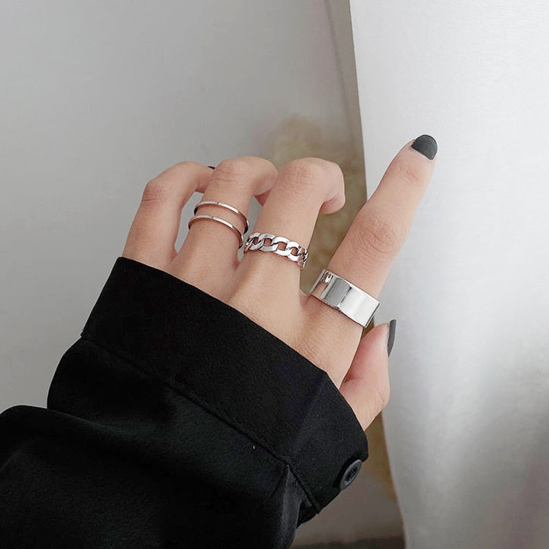 LATS 7pcs Fashion Jewelry Rings Set Round Opening Finger Ring for Girl - Sabreeonline