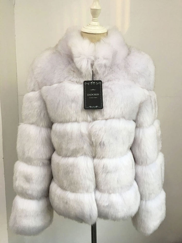 Woman Winter Faux-Fur Coat Elegant - Sabreeonline