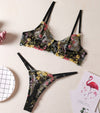 Ellolace Erotic Lingerie Fairly Lace Transparent Underwear Set Girl Floral Embroidery Sexy Fancy Clear Bra Set Women 2 Piece - Sabreeonline