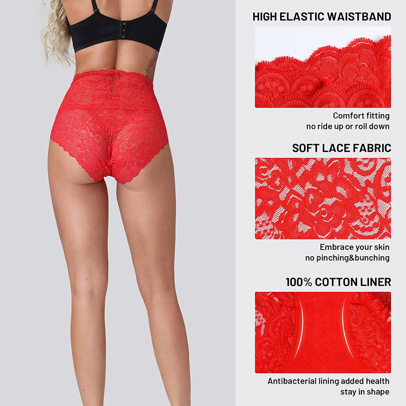 Women Panties Female Plus Size High Waist Hollow Out Lace Sexy Underwear Lingerie Briefs Underpants Butt Lift - Sabreeonline