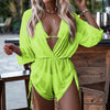 New White Lace Up Bikini High Waist Sexy Three Piece