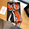 Elegant Print Satin Silk Skinny Scarf - Sabreeonline