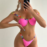 Flowers Strap Bikini Set