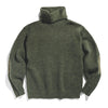 Maden Men&#39;s Vintage Warm Soft Mohair Turtleneck Sweater Green Grey Long Sleeve Sweater With Elbow Patch - Sabreeonline