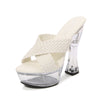 Transparent New Fashion Car Model slippers High Heel Waterproof Trolley Model Slippers large size