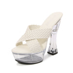 Transparent New Fashion Car Model slippers High Heel Waterproof Trolley Model Slippers large size