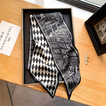 Elegant Print Satin Silk Skinny Scarf - Sabreeonline