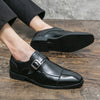 Italian Oxford Shoes Leather Double Buckles brown - Sabreeonline