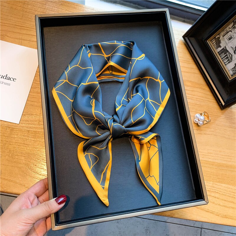 Luxury Brand Small Silk Scarf Women Headband Narrow Skinny Scarves Neck Belt Hair Bands Ribbons Scrunchies Female Accessories - Sabreeonline