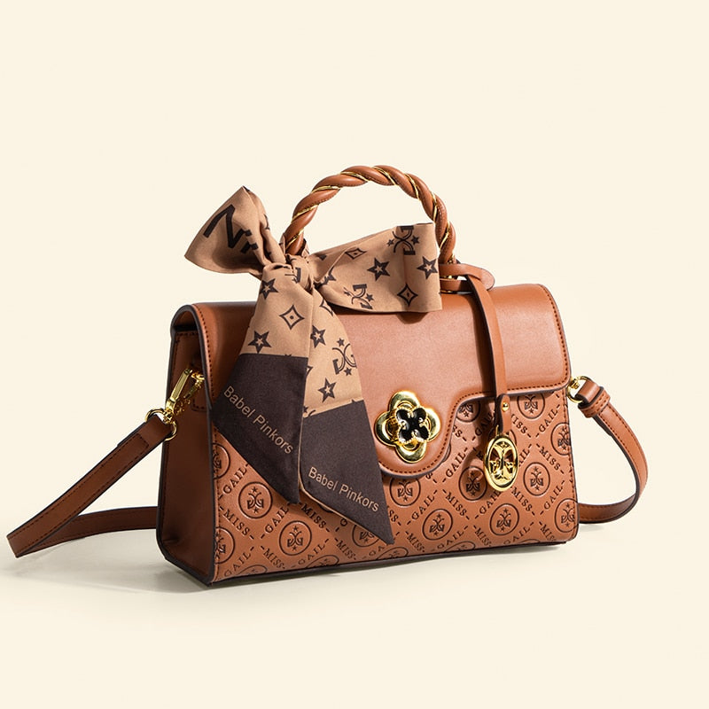 Embossing High-Grade Messenger Girl Purses With Scarf - Sabreeonline