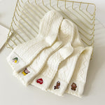 Casual Solid White Socks Women Embroidery Bear Love Flowers Girl Rabbit Cartoon Socks Spring Autum Harajuku Middle Socks - Sabreeonline
