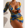 Sexy Print Halter Triangle Bikini Swimsuit for Women 2023 Swimwear Cover Up Beach Wear Bikinis Set 3 Pieces Woman Bathing Suit