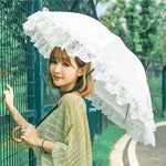 White Lace Umbrella Women Flower Long Handle Umbrella Wedding Retro Sunshade Girls Umbrellas Decoration Guarda Chuva Gift SY329 - Sabreeonline