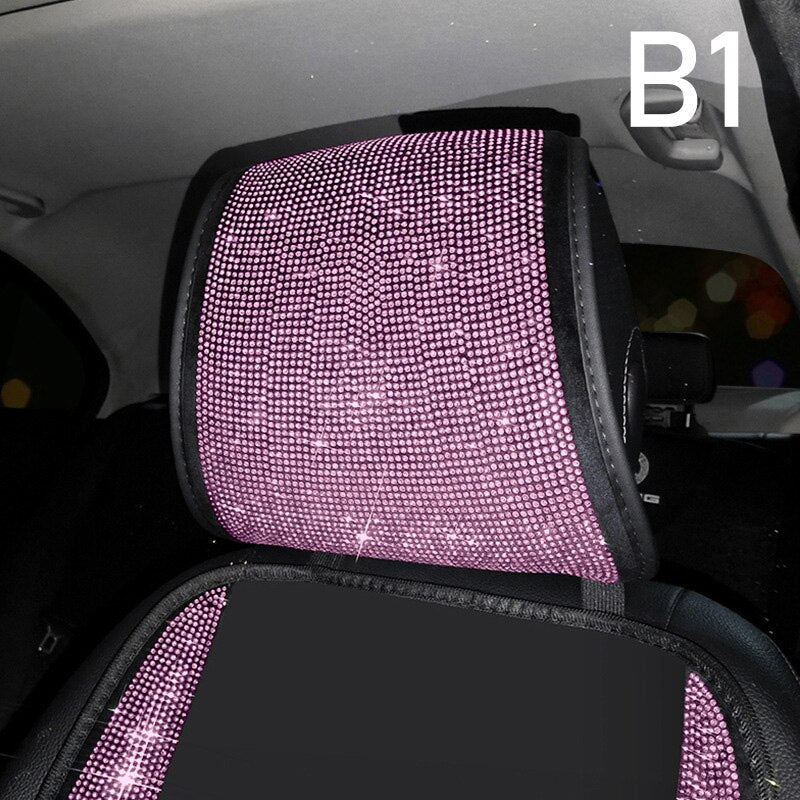 Car Diamond-studded Cushion Pink Ice Silk Breathable - Sabreeonline