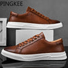 Lace Up Light Men's Shoes for Men Comfortable Men's Casual Shoes Soft Fashion Man Sneakers Leather - Sabreeonline