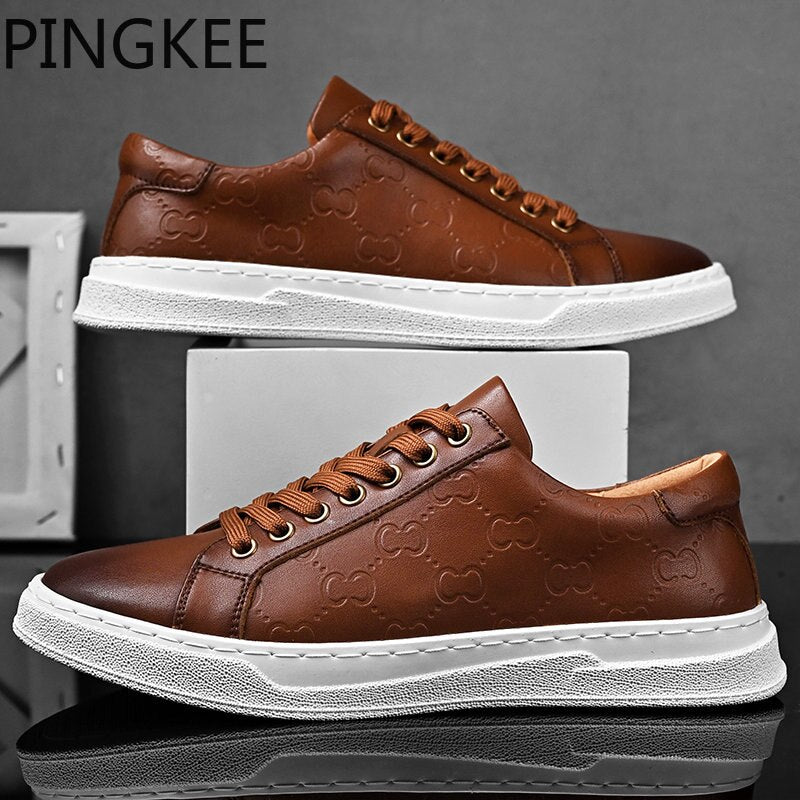Lace Up Light Men's Shoes for Men Comfortable Men's Casual Shoes Soft Fashion Man Sneakers Leather - Sabreeonline