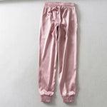 New High Waist Satin Pants Women Bsolid Color Black Joggers Women Trousers Casual Pants Cargo Sweatpants Korean Red Fall - Sabreeonline