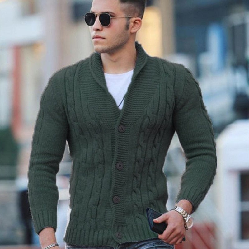 Solid Single-Breasted Cardigan Slim Sweater - Sabreeonline
