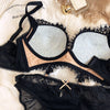 Lace sexy small chest gather lingerie no steel ring upper thin and lower thick underwear set women adjusting bra panty suit - Sabreeonline