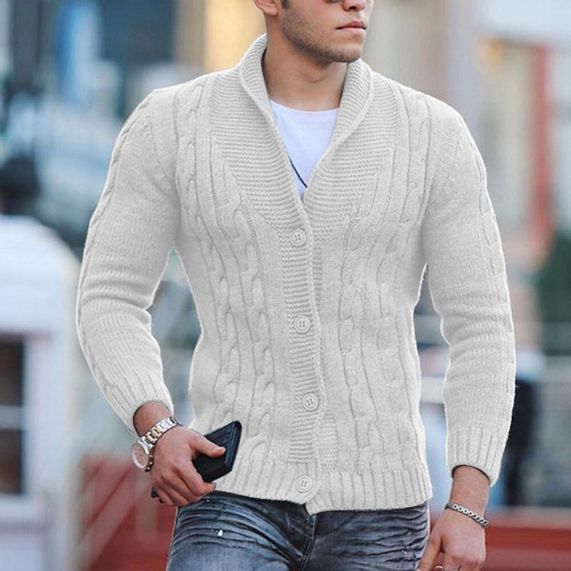 Solid Single-Breasted Cardigan Slim Sweater - Sabreeonline