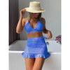 Floral Print 3 Piece Bikini with Skirt