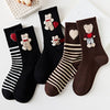 Bear Print Stripe Socks - Sabreeonline