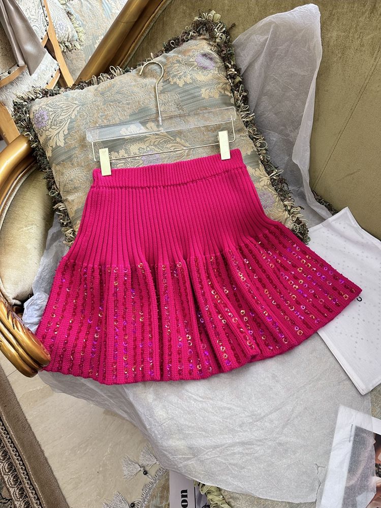 Glitter Sequined Beaded Pullover Sweater & Mini Skirt - Sabreeonline