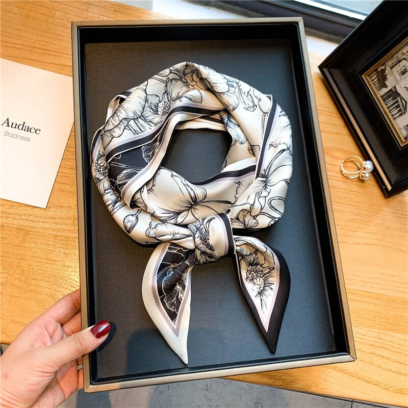 Luxury Brand Small Silk Scarf Women Headband Narrow Skinny Scarves Neck Belt Hair Bands Ribbons Scrunchies Female Accessories - Sabreeonline