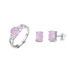 Pink Opal Rings Pendant Necklaces Stud Earrings - Sabreeonline