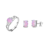 Pink Opal Rings Pendant Necklaces Stud Earrings - Sabreeonline