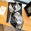 Elegant Print Satin Silk Skinny Scarf - Sabreeonline