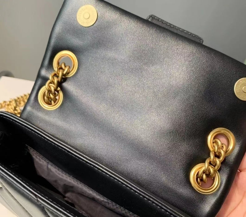 Kurt G London Kensington Black/Silver Chains Women Small Size Crossbody Bag Real Leather Luxury UK Band Eagle Head Handbags - Sabreeonline