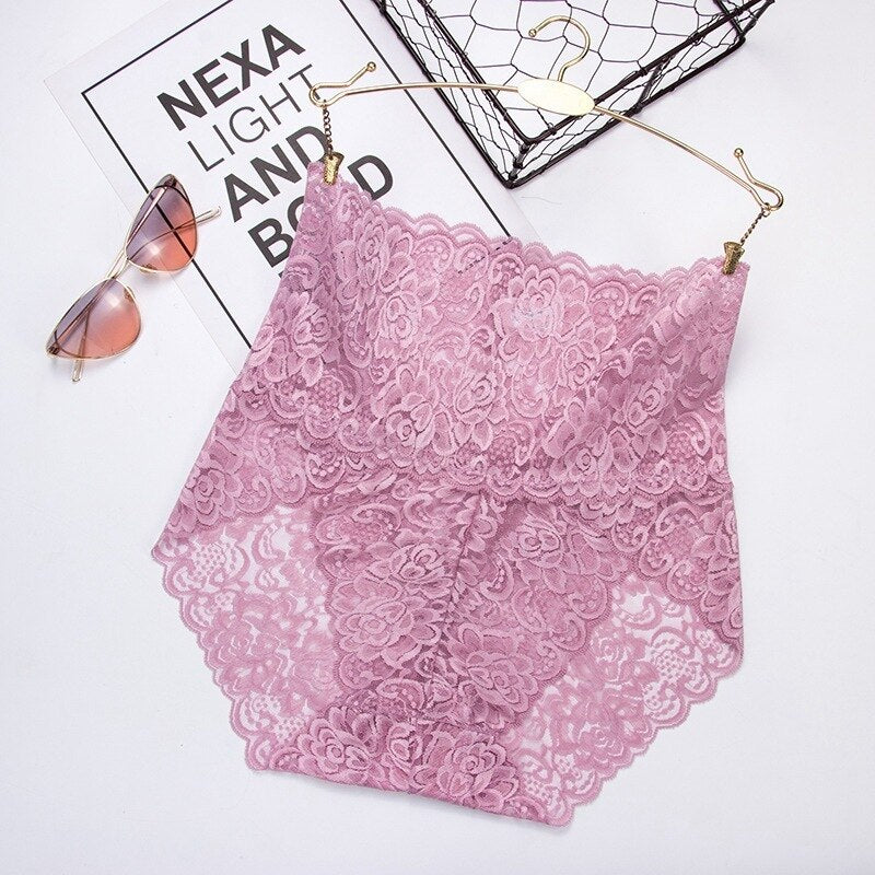 Women Panties Female Plus Size High Waist Hollow Out Lace Sexy Underwear Lingerie Briefs Underpants Butt Lift - Sabreeonline