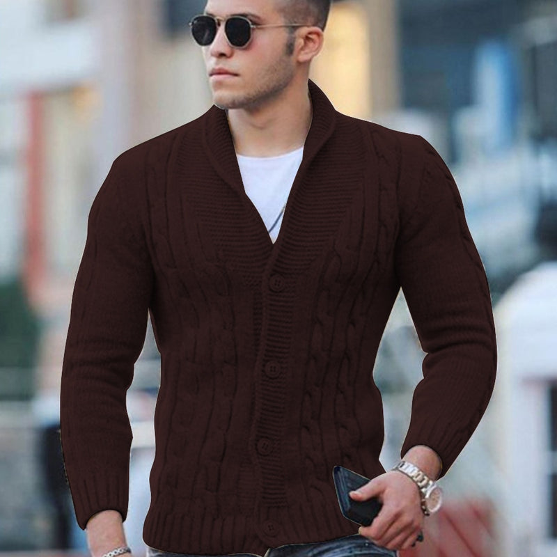 Solid Single-Breasted Cardigan Slim Sweater - Sabreeonline
