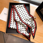 Elegant Print Satin Silk Skinny Scarf - Sabreeonline