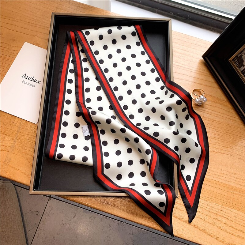 Elegant Print Satin Silk Skinny Scarf - Sabreeonline