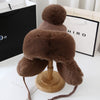 Outdoor Winter Thick Warm Earflap Hat Wool Knitted Snow Ski Cap Fleece Bomber Trapper Hat Women Ushanka Faux Fox Fur Pompom - Sabreeonline
